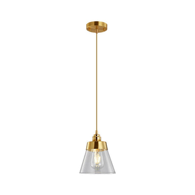 Simple Light Luxury Copper Glass Bell Shade 1-Licht-Pendelleuchte 
