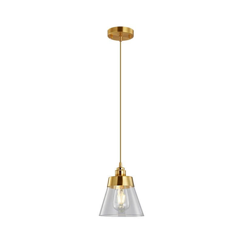 Simple Light Luxury Copper Glass Bell Shade 1-Licht-Pendelleuchte 