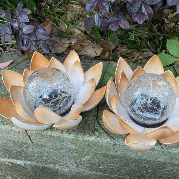 Solar Modern Glass Lotus LED Outdoor Landscape Light
