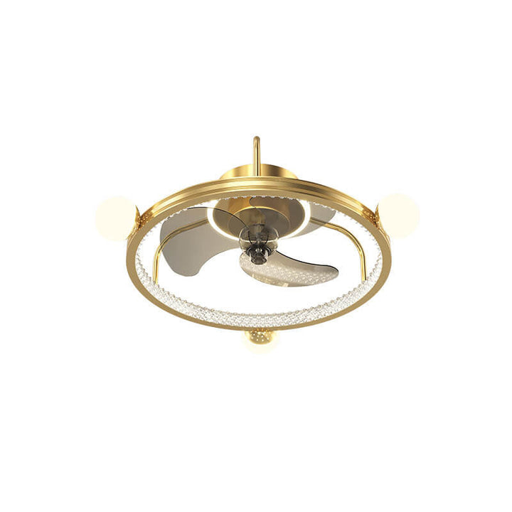Modern Light Luxury Circle Full Star Design LED Flush Mount Ceiling Fan Light