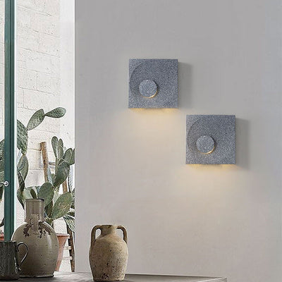 Contemporary Scandinavian Cement Square 1-Light Wall Sconce Lamp For Bedroom