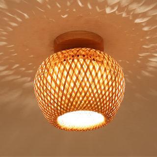 Modern Minimalist Creative Bamboo Weaving Flush Mount Ceiling Lamp