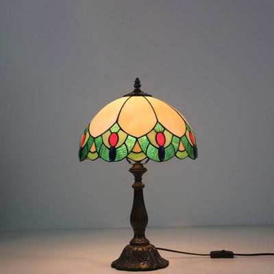 Tiffany European Vintage Gemstone Buntglas 1-flammige Tischlampe