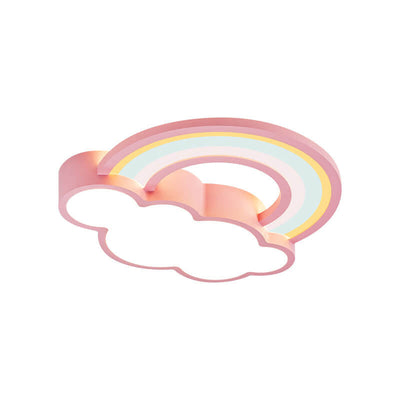 Childlike Cartoon Rainbow Cloud Design LED Flush Mount Light