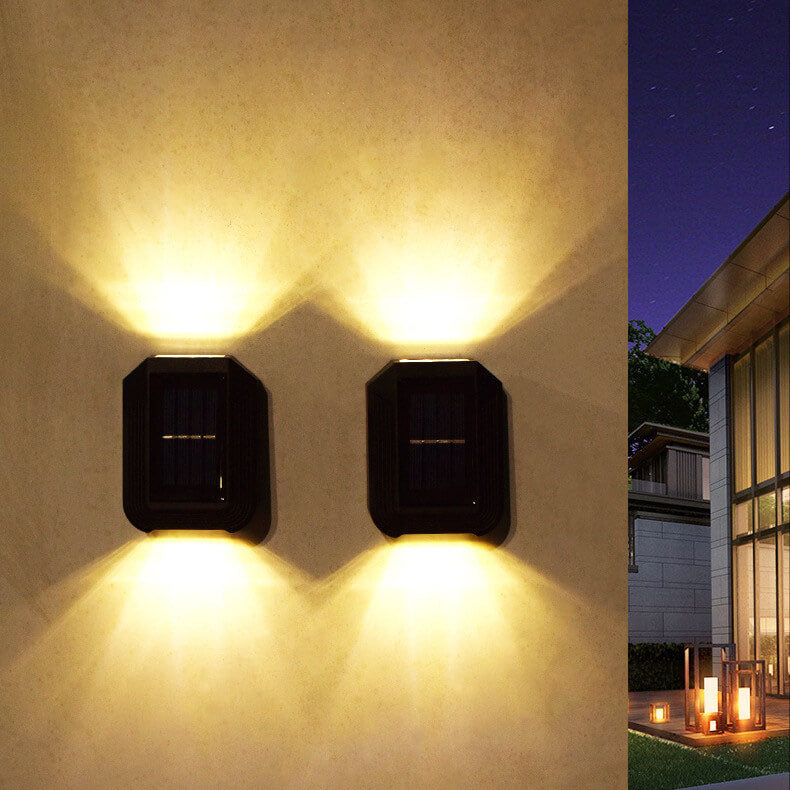مصباح حائط LED خارجي بإضاءة شمسية لأعلى ولأسفل للحديقة 