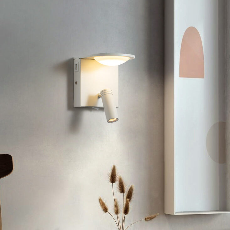 مصباح حائط LED دوار بسيط مربع حديث بمنفذ USB 