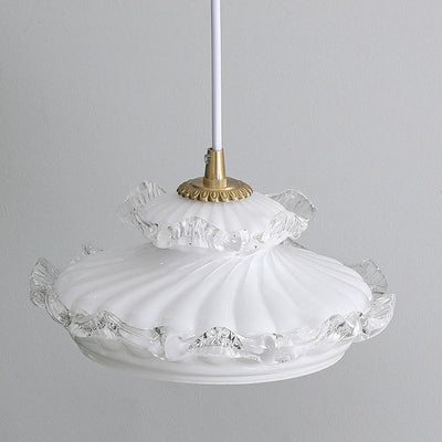 French Light Luxury Glass Petal Double Layer 1-Light Pendant Light
