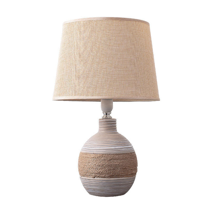 European Style Twine Fabric Ceramic Base 1-Light Table Lamp
