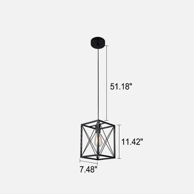 Industrial Vintage Iron Geometric Lantern 1-Light Pendant Light