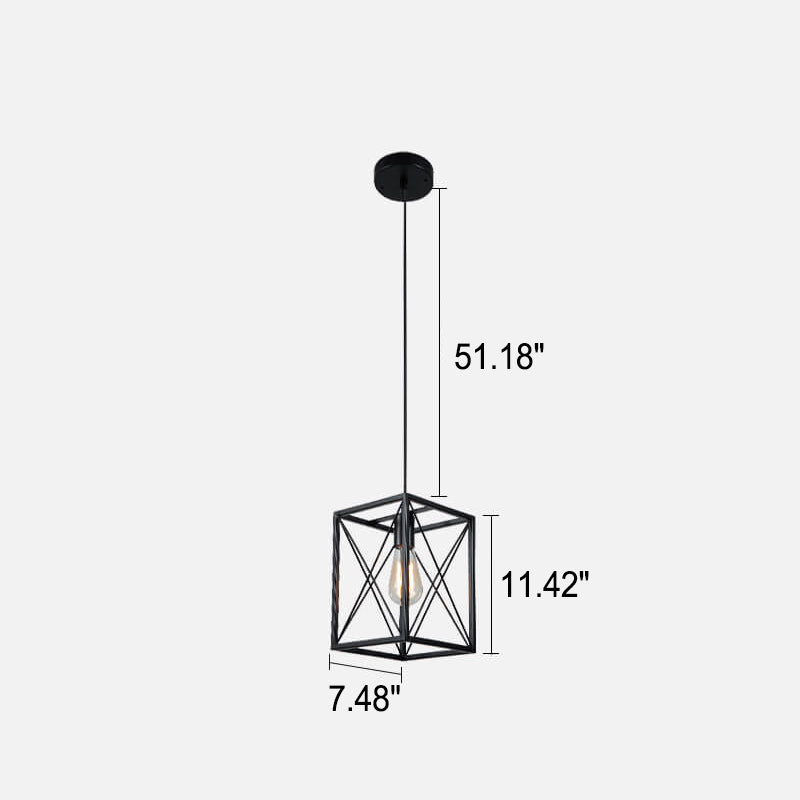 Industrial Vintage Iron Geometric Lantern 1-Light Pendant Light
