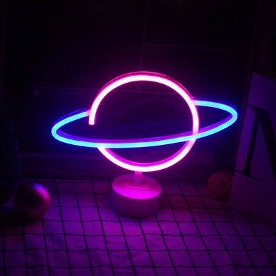 Moderne kreative Planet Neon-Kunststoff-LED-Nachtlicht-Tischlampe