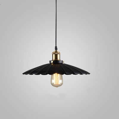 Vintage Industrial Iron Scalloped Shade 1-Light Pendant Light