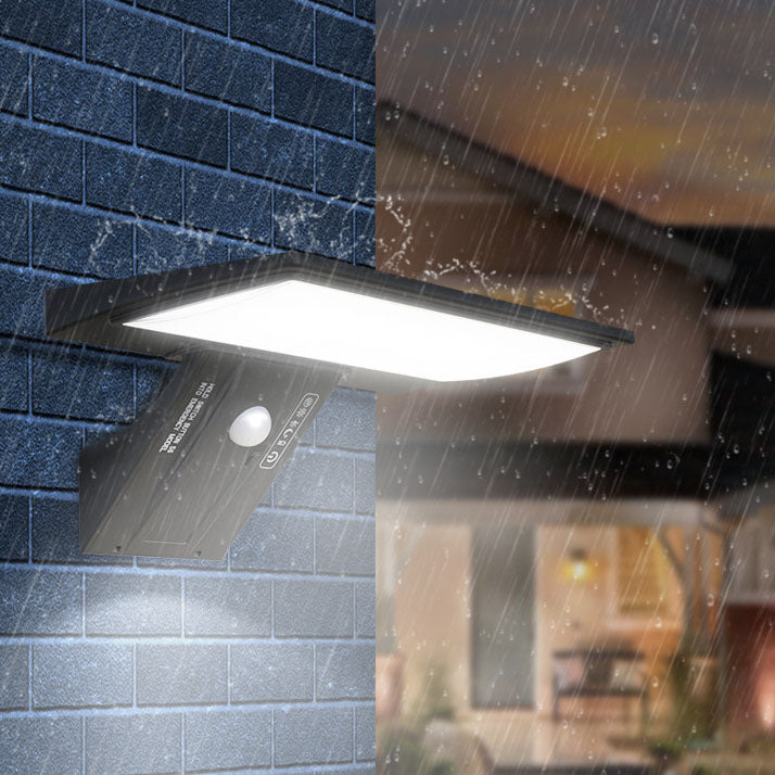 Moderne minimalistische rechteckige Smart-Solar-LED-Wandleuchte für den Außenbereich aus ABS und PC mit Bewegungssensor 
