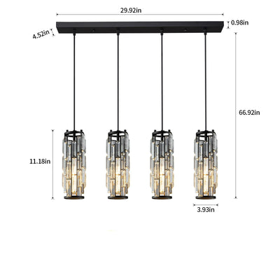 Moderner Luxus-Kristallsäulen-Eisen 1/3/4 Light Island Light Kronleuchter 