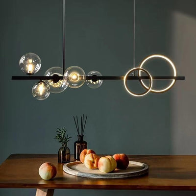 Nordic Luxury Glass Ball Ring 5-Light Island Light Chandelier