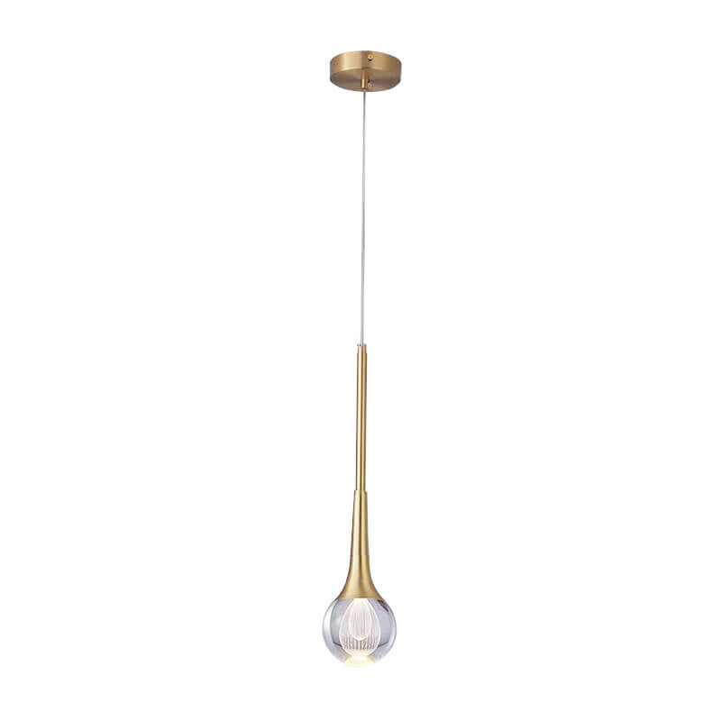 Modern Luxury Glass Teardrop Brass LED Pendant Light