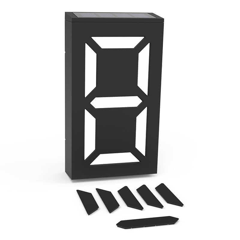 Moderne minimalistische rechteckige LED-Solar-Türschild-Wandleuchte aus ABS und PC für den Außenbereich, digitale Dekoration für Terrasse 