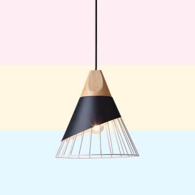 Nordic Macaron 1-Light Wire Cone Cage Pendant Light