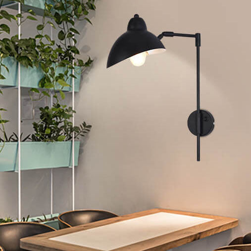 Lampe murale 1 lumière à long bras télescopique pliant en fer minimaliste industriel en forme de canard 