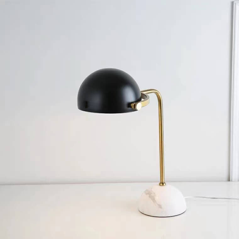 Industrial Marble Half Round Lamp Shade 1-Light Table Lamp