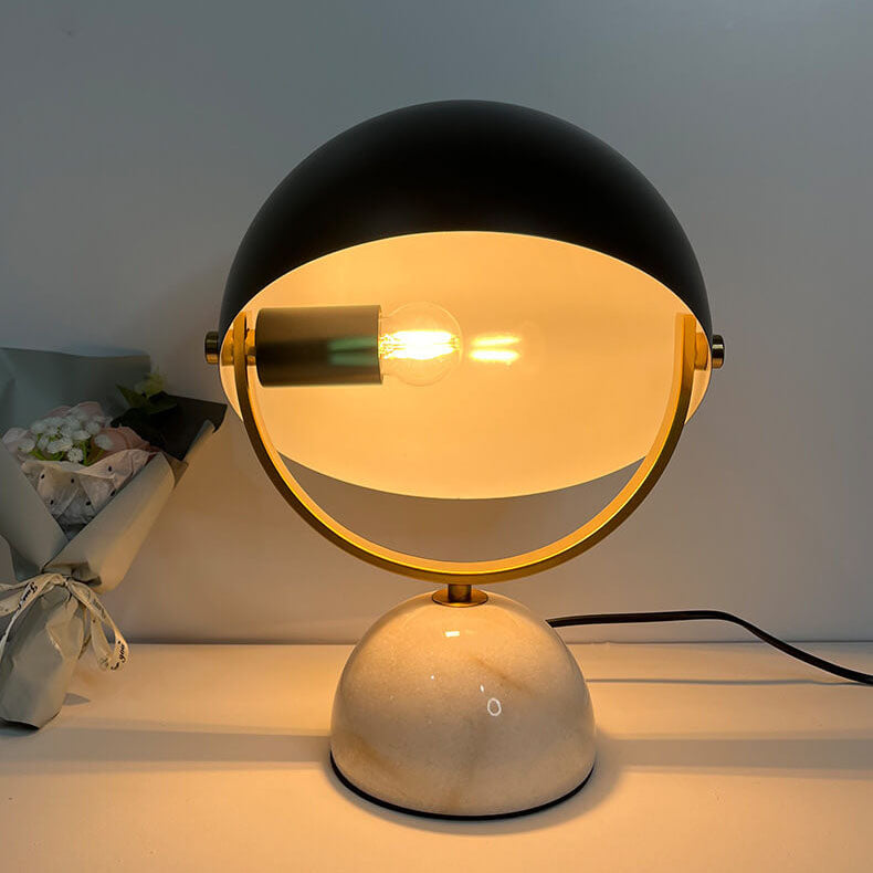 Moderne kreative runde drehbare 1-Licht-Tischlampe mit Marmorsockel