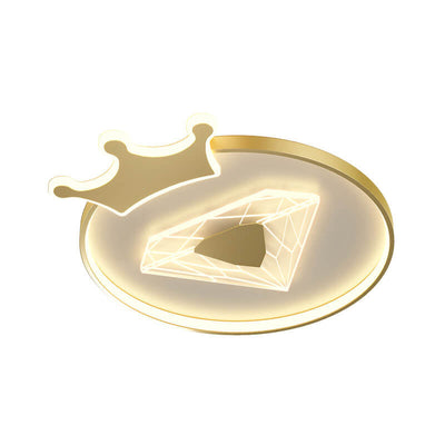 Childlike Cartoon Crown Diamond Design LED Flush Mount Light