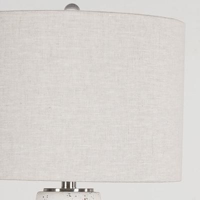 European Light Luxury Terrazzo Base Fabric Drum 1-Light Table Lamp