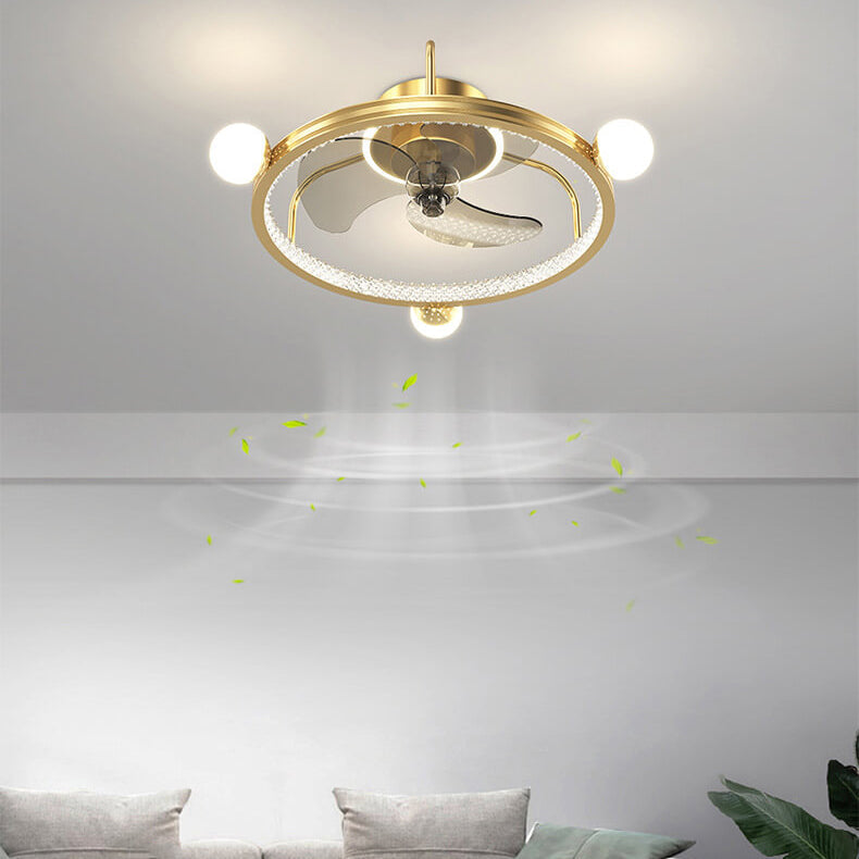 Modern Light Luxury Circle Full Star Design LED Flush Mount Ceiling Fan Light