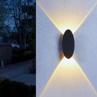Lámpara de Aplique de Pared Impermeable LED para Exterior de Aluminio de Forma Oval Simple y Plana 