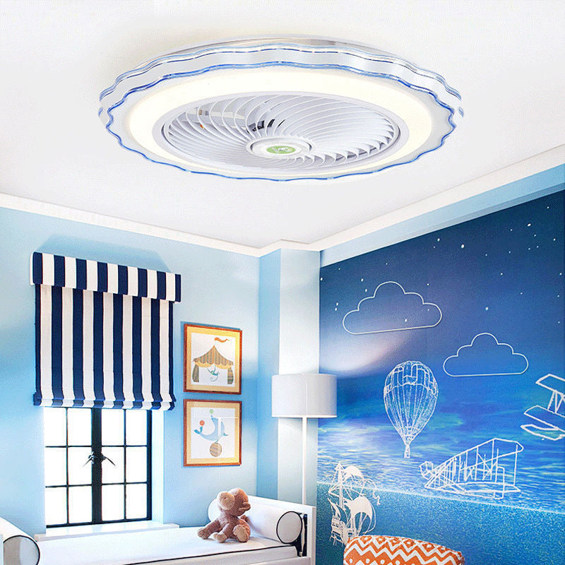 Modern Creative Round Flower LED Flush Mount Ceiling Fan Light