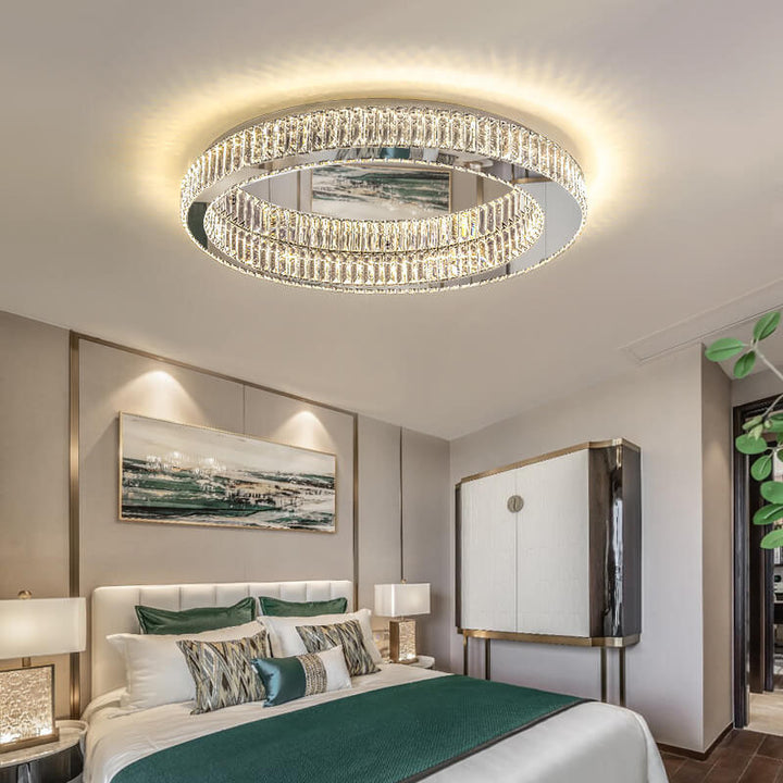 Éclairage de plafond LED en cristal moderne rond à montage affleurant 