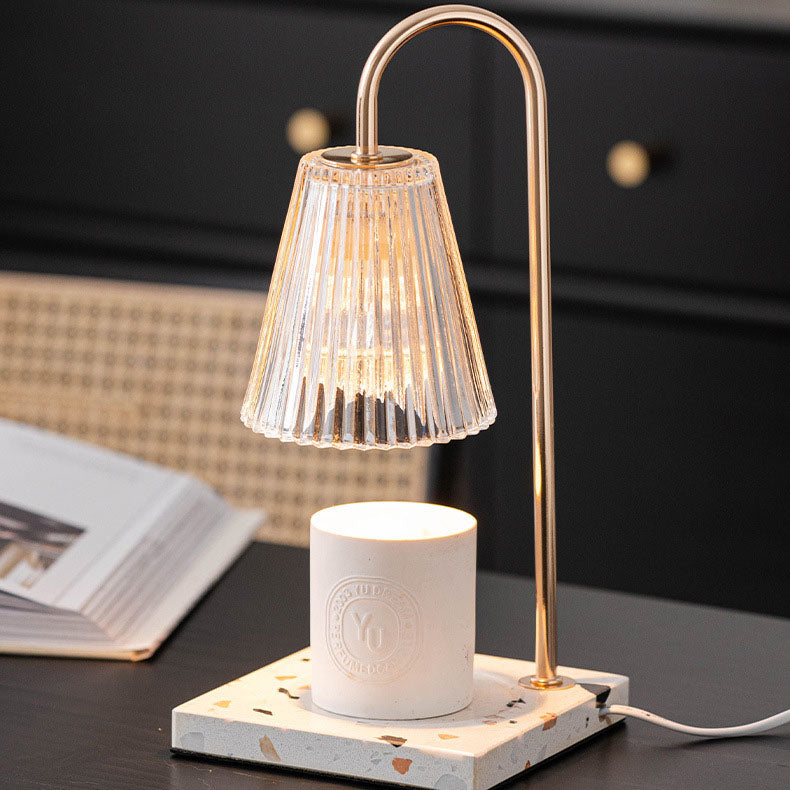 Contemporary Nordic Terrazzo Glass Shade 1-Light Melting Wax Table Lamp