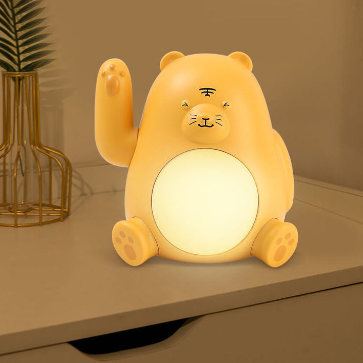 Lampe de nuit moderne créative en silicone LED USB rechargeable en forme de tigre 