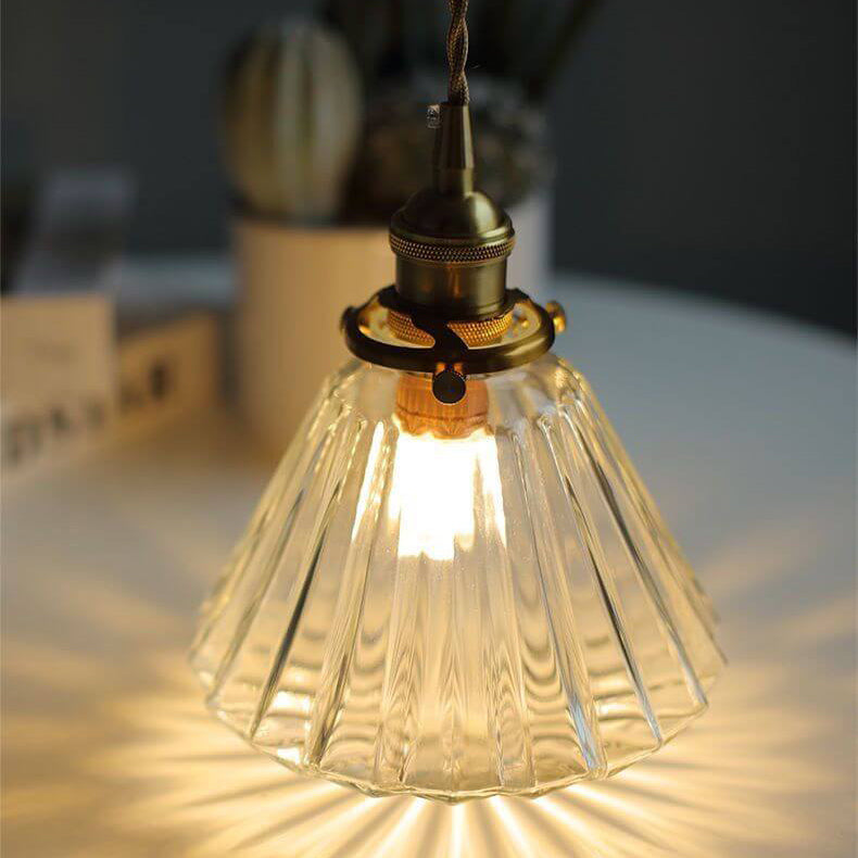 Vintage Japanese Rhombus Glass Jar 1-Light Pendant Light