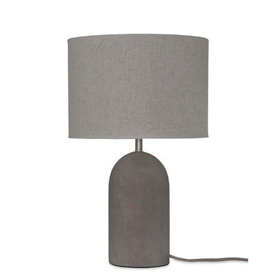 Industrial Gray Fabric Cement Column Base 1-Light LED Table Lamp