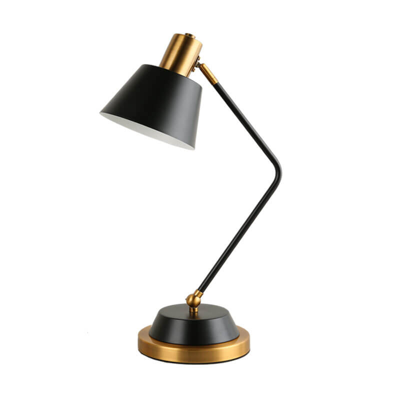 Lámpara de mesa de 1 luz con brazo curvado y pantalla cónica simple nórdica 