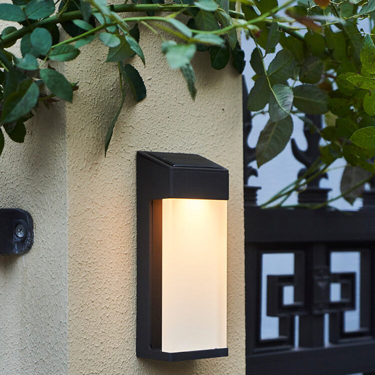 Solar quadratische Wandlampe aus mattem Glas, wasserdicht, mit LED 