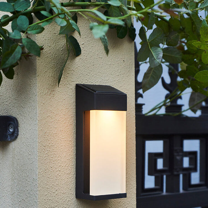 Solar quadratische Wandlampe aus mattem Glas, wasserdicht, mit LED 
