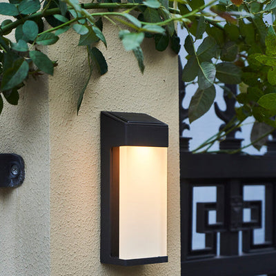 Solar Square Frosted Glass Waterproof Outdoor LED Wall Sconce Lamp