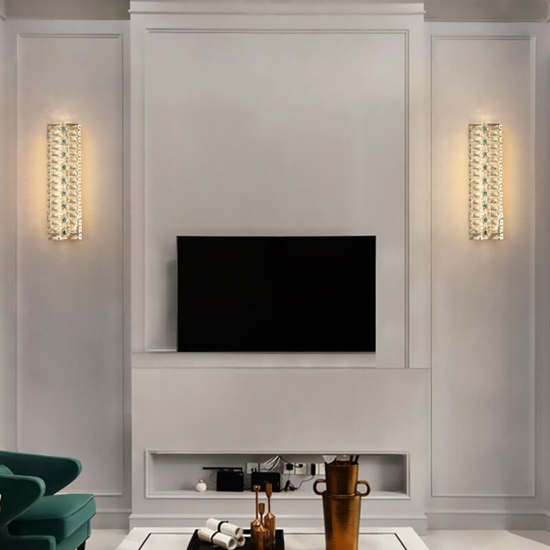 Applique murale à LED avec design en bande de cristal de luxe 