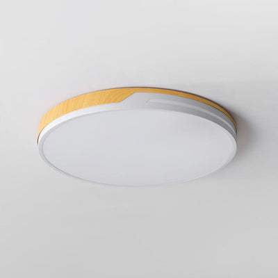 Nordic Minimalist Round Wooden Edge LED Flush Mount Ceiling Light