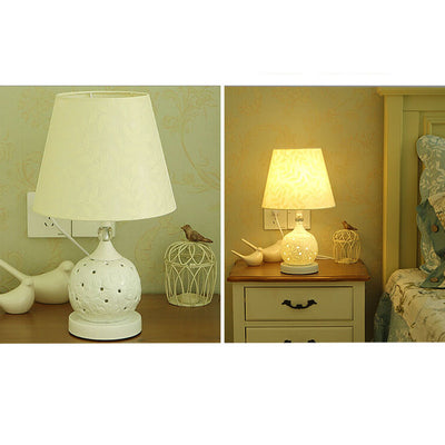 Lampe de Table en Céramique Minimaliste Européenne avec Télécommande et Variation de Lumière 1 Lumière 