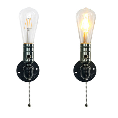 Vintage Industrial Iron Plumbing 1-Light Wall Sconce Lamp