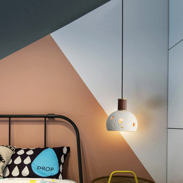 Moderne nordische Pendelleuchte mit Wabenstein-, Kupfer- und Kuppeldesign, rund, 1-flammig, für das Wohnzimmer 