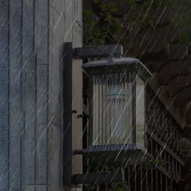Aplique de pared exterior impermeable moderno y minimalista de aluminio y vidrio cuadrado de 1 luz para jardín 