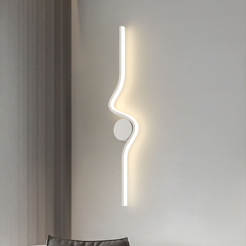 Modern Minimalist Iron Aluminum Silicone Long Strip LED Wall Sconce Lamp For Living Room