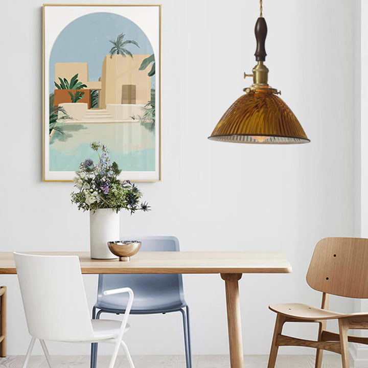 Suspension Luminaire Moderne Rétro Couleur Unie Laiton Verre Fer 1 Lumière 
