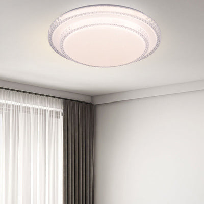 Plafonnier LED à montage encastré, rond, simple et moderne, double cristal 