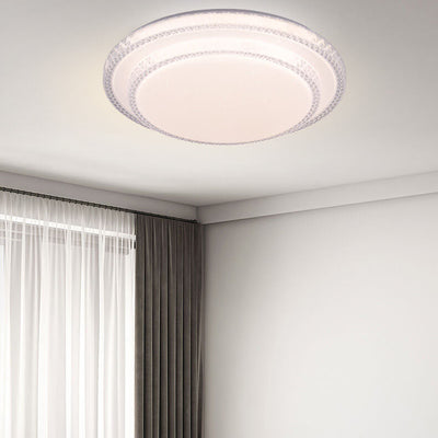 Modern Simple Round Thin Double Crystal LED Flush Mount Ceiling Light