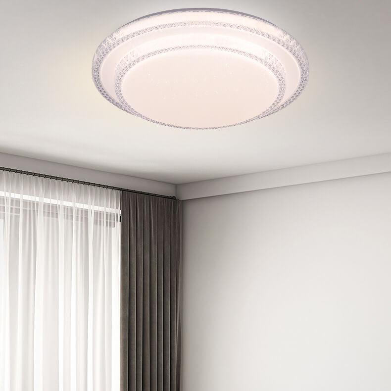 Modern Simple Round Thin Double Crystal LED Flush Mount Ceiling Light